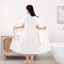 1 Stück ärmellose Bademantel, super weich und saugfähig Microfaser Damen Bademantel, farbecht und fusselarm, geeignet für Zuhause, Hotel, Beauty Spa, das ganze Jahr über, Schulanfang