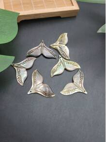 4pcs Natural Mother Of Pearl Charms For Earrings Necklace DIY Making, Black Shell Pendant, Hawaiian Polynesia Shell Beads, Island Jewellery - Black - View 5