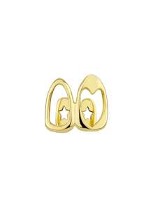 1pc Gold Plated Hollow Heart Shaped Double Tooth Grillz, Hiphop Style Jewelry For Men & Women, Suitable For Wearing Or Gift