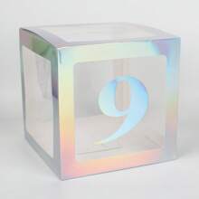 银色气球盒，带字母，适用于 B-A-B-Y 派对，1 个盒子带 1 个字母或 1 套 4 件套盒子和 B-A-B-Y 字母，生日派对派对淋浴装饰，透明气球盒，适用于生日派对、新娘送礼会、性别揭示、气球盒装饰