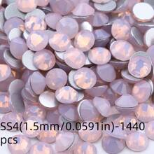 Serie ópalo redondo de cristal para aplicar con pegamento - piedras preciosas brillantes de 1,5-6,5 mm (0,059-0,256") para ropa, zapatos, bolsos, manualidades, bodas, Pascua, decoración del hogar - 1440/288 piezas (blanco/rosa pálido/azul/menta/colores surtidos)