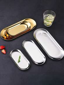LEAPAIR 1/2/3 peças Bandeja Decorativa Oval de Aço Inoxidável Dourada/Prateada/Preta P/M/G, Bandeja para Joias, Bandeja para Toalha/Penteadeira, Prato, Bandeja para Chá/Frutas, Organizador de Cosméticos e Joias, Estilo Nórdico