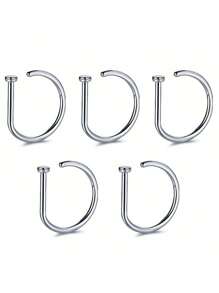 1/3/5 件女士男士假穿孔鼻环时尚 14K 金色 D 形朋克嘻哈鼻环非穿孔薄金属单面鼻夹不锈钢穿孔鼻中隔适合青少年身体首饰