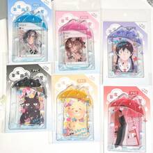 带钥匙扣的 Kpop 照片卡夹 Y2K 照片卡夹 Kpop 饰品夹 可爱照片卡钥匙扣 ID 公交卡夹 可爱 Kpop 配饰、学校用品、返校 - 彩色 - 查看 7