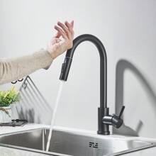 Touch Sensor Kitchen Faucet, Kitchen Mixer With Pull-Out Spray, Stainless Steel High-Pressure Single-Lever Mixer 360° Swivel