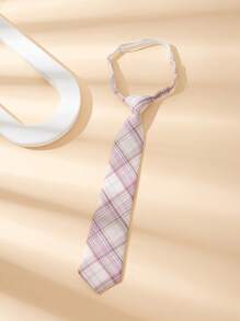 1pc 33cm Checkered Pre-Tied Tie For Teenagers & Children,  Student Necktie With Accessory For Festive Occasions, Performances, Suits & Dress Shirts