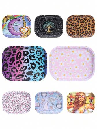 1 Piece Of Fun Printed Tinplate Rolling Tray, Cigarette Box, Tool, Smoking Accessory Gift,Hair Accessories