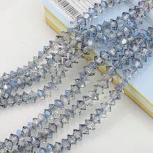 95pcs 6mm Crystal Glass Middle Hole Saucer Beads, Electroplated Colorful DIY Accessories For Shoes, Clothing, Hats, Phone Chains, Jewelry Making