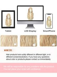 1 Stück hitzeresistente synthetische Haarperücke mit Wasserwellen, mittelgescheitelt, geeignet für Partys und den täglichen Gebrauch, mit natürlicher, glatter, weicher und realistischer Textur (Zubehör nicht enthalten)