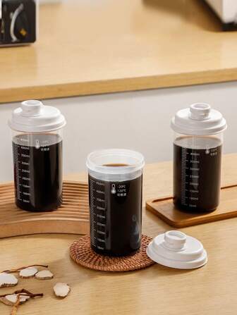 1 pièce de conteneur en plastique gradué réutilisable, résistant à la chaleur et au froid, tasse portable pour la médecine chinoise, le jus, le lait, le café