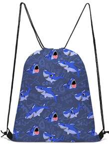Mochila con cordón ligera, mochila escolar con estampado de dinosaurios de dibujos animados, mochila deportiva y de viaje duradera de poliéster