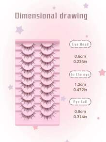 10 paar manga-stijl natuurlijke krul transparante tak nepwimpers, 0,6-1,2 cm gemengd lengteontwerp, lichtgewicht criss-cross pluizige Thaise make-up wimpers, schattige meisjesstijl, geschikt voor dagelijks gebruik, date night, feest, reismake-up, beginnersvriendelijk, geweldig cadeau voor Pasen, Moederdag, Thanksgiving, Kerstmis