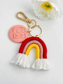 1pc Handmade Rainbow Tassel Pendant Keychain, DIY Accessory, Ideal Small Gift For Mom - Multicolor - View 3