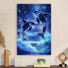 Framed 1 Wood Frame Canvas Poster Mural Orca Whale Killer Wave Perfect Wall Art Decoration For Bedroom, Office, Living Room And Can Be Used As A Gift