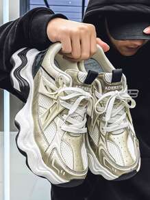 Men's Spring/Summer Wave Thick Sole Cushion Anti-Shock Casual Low-Top Rope Fashion Chunky Sneakers