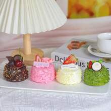 4pcs Artificial Chocolate Cake Model, Home Decor Food Display Prop, Sweet Treat Simulation, Wedding Dessert Table, Fridge Magnet Gifts Birthday Graduation - Multicolor - View 15