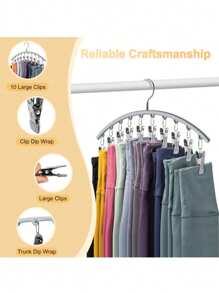 1 件衣架，可旋转挂架，节省空间的弧形衣架，适用于瑜伽裤和紧身裤 - 带 10 个夹子的壁橱整理器，裤子袜子衣架，适用于服装店情人节、情人节婚礼、生日 - 彩色 - 查看 5