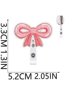 1PC/5Pcs Pink Bow Badge Reel For ID Card Badge Retractable Badge Holder Cute Name Holders Clip For Medical Worker Nursing Student, School Supplies,Back To School