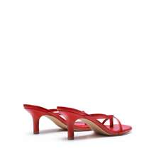 Women Comfortable Kitten Low Heel Thong Heeled Sandals Fashion Square Open Toe Comfort Shoes For Party Casual Slides - 紅色 - 查看 8