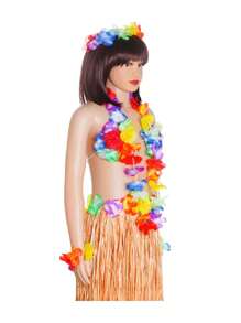 1set Hawaiian Grass Skirt,Hula Skirt For Dance Hawaiian Birthday Party Decorations Favors - Multicolor - View 2