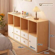 Librería de madera sencilla y moderna, mueble de almacenamiento para sala de estar - Marrón - Ver 7