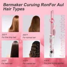 1 Inch Rotating Curling Iron - Belmaker Beach Hair Automatic Curling Iron, Upgraded Professional Tourmaline Ceramic Automatic Curling Iron, 30 Seconds Heating Function For All Hairstyles - Gift For Girlfriends, Mothers Curling  Iron Comfort Orange-Brand Promotions - 粉色 - 查看 6
