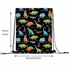 Mochila con cordón ligera, mochila escolar con estampado de dinosaurios de dibujos animados, mochila deportiva y de viaje duradera de poliéster