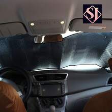 150*80cm doble burbuja de papel de aluminio de aislamiento térmico barrera solar para automóviles con sombra frontal - Plateado - Ver 5
