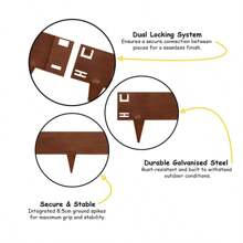 Lawn Edging Border 6.5cm Height 5 Pack Pre-Rusted Cor-Ten Steel Landscape Edging - No-Dig Hammer-In Heavy Duty Metal Corten Decor Edging (5M Length Total) - Gold - View 4