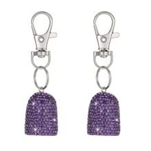 2 piezas Tapa de lápiz labial con incrustaciones de diamantes y llavero, cubierta reemplazable para brillo de labios, se puede colgar en el bolso o en las llaves