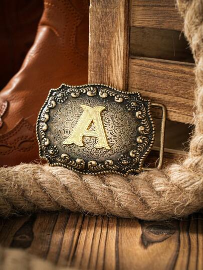 1 pieza Hebilla de cinturón con forma de letra de aleación de zinc estilo occidental, adecuada para todas las estaciones, verano, escuela, otoño-invierno, accesorios, disfraz de Halloween, adecuada para adolescentes, jóvenes, hombres, casual, al aire libre, atlético, vacaciones, regalos de graduación, cumpleaños, uso diario