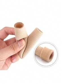 1pc Breathable Fiber Silicone Toe Protector, Rabbit Toe Sleeve Tube, Toe Separator, Toe Cap Foot Care Corrector. Small & Large Size Fiber Toe Caps