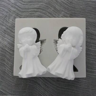 1pc Angel Shaped Candle, Wax, Plaster, Silicone Mold, For Boys & Girls