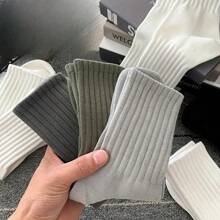 10 Pairs Men's High Rubber Band Waist Couple Mid Tube Sports Solid Socks Spring/Summer Basketball Socks Four Seasons