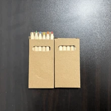 Set de mini creioane colorate de 3,5 inchi/8,8 cm, 6/12 bucăți, în ton natural din lemn, articole de papetărie pentru desen de artă pentru studenți, cadou pentru întoarcere la școală/de vacanță