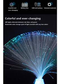 1pc Multi-Color Changing LED Fiber Optic Light, Novelty Lighting, Indoor Ambient Lamp, Auto Color Changing, Suitable For Bedroom, Living Room, Hallway, Window, Dining Room, Birthday, Party Decor, Garden, Christmas Decor Table Lamp