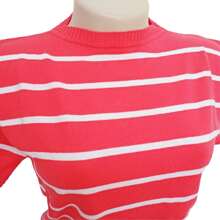 Striped Modal Blouse Short Sleeve Old Money Style Women's Fashion Spring Summer - 西瓜白 - 查看 2