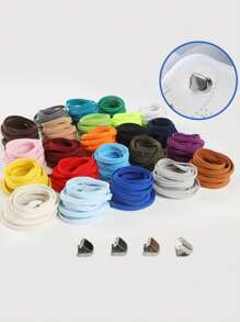 男女款弹性宽松鞋带，无需系带金属夹鞋带，百搭一脚蹬鞋，黑色、白色、彩色 - 彩色 - 查看 3