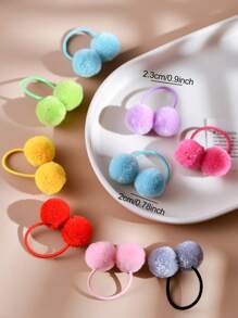 30 pièces Élastiques à cheveux pompons doux et colorés, petits accessoires de cheveux à boule en peluche pour femmes, queue de cheval, élastiques à cheveux, supports de queue de cheval