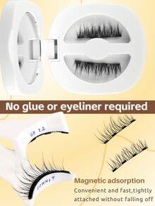 Fengxiu Eyelash 凤秀假睫毛1对装，磁性假睫毛器，ABS材质，轻巧易用，适合新手，附带假睫毛佩戴说明，可重复使用，无需胶水，磁性假睫毛器，易于佩戴/卸除，柔软睫毛，适合敏感眼部。 - 自然纖長款 - 查看 3