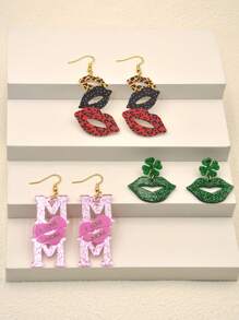 Une paire de boucles d'oreilles élégantes et sexy bohème avec des lèvres dorées en forme de dopamine et de Maillard, imprimé léopard avec un nœud, légères, élégantes, hypoallergéniques, convenant pour tous les jours, les fêtes, en cadeau, Fête des Mères (sans cartes incluses)