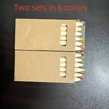 Set de mini creioane colorate de 3,5 inchi/8,8 cm, 6/12 bucăți, în ton natural din lemn, articole de papetărie pentru desen de artă pentru studenți, cadou pentru întoarcere la școală/de vacanță