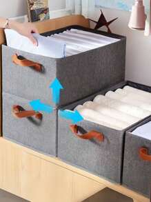 Kit 5 Sturdy Folding Organizer Boxes For Organized Clothes And Drawers - 灰色 - 查看 3