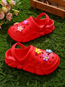 HOEASE Cute Cartoon Flower Design Clogs For Girls, Breathable Non-Slip Slip-On Sandals, Indoor Outdoor Beach Shoes Garden Shoes For All Seasons
