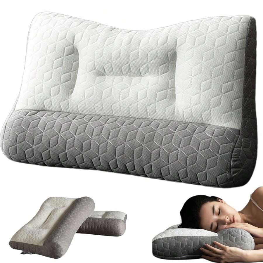 2/4 paquetes de almohada cervical de apoyo de látex, almohada ergonómica para sueño profundo de espalda y hombro, almohada de tracción cervical para dormirde lado