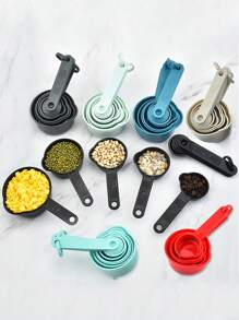 1 套 10 件装，量杯和量匙套装，Kitchen Aid 量杯和量匙，可堆叠杯子和量匙，用于烹饪和烘焙的厨房小工具 - 彩色 - 查看 4