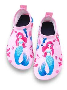 Zapatos para niños para exteriores y playa, diseño de cola de sirena para niñas, de suela blanda, ligeros, transpirables, para natación, agua y playa