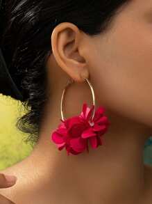 1pair Yellow Fabric Flower Design Ear Cuff - Yellow - View 17