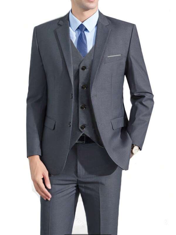 Groom's Wedding Dress Wine Red Men Autumn Wedding Party Blazers Three Pieces Set Large Size Male Blazer Coat Trousers And Vest Fashion Slim Fit Suits Luxury Tuxedo