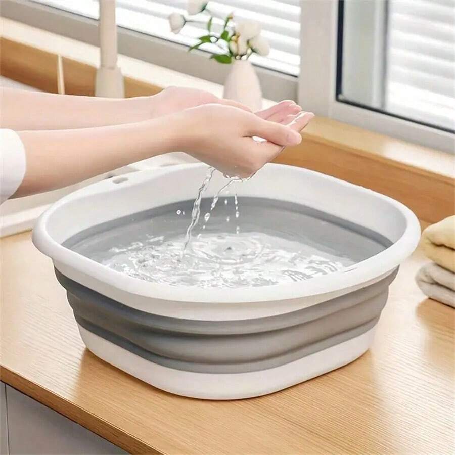 1pc Portable Foldable Wash Basin, Suitable For Home, Dorm And Outdoor Use - Thickened Plastic Folding Basin For Foot Washing And Handwashing - Must-Have Supplies For Dorm, RV, Bathroom